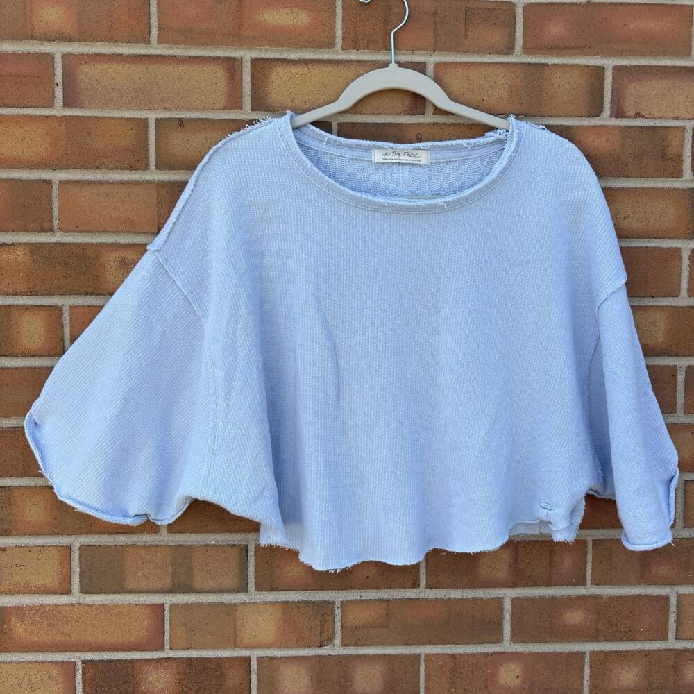 We The Free Elise Swing Cropped Tee Womens Small Light Blue Boho Casual